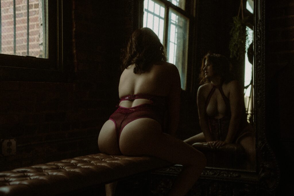 Single mom embracing self-love after C-section in Tuscaloosa boudoir shoot