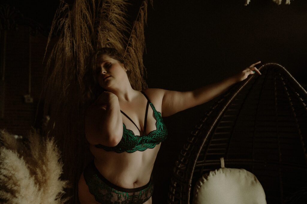 Close-up boudoir detail shot in natural window light, Elevation Boudoir.